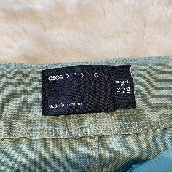 (4) ASOS DESIGN Mansy Suit 90s Kilt Pleated Mini Skirt Sage Green Pastel Small - Picture 5 of 7